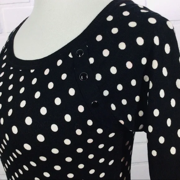 WHBM B&W Polka Dot Half Sleeve Sweater - S - Picture 4 of 12